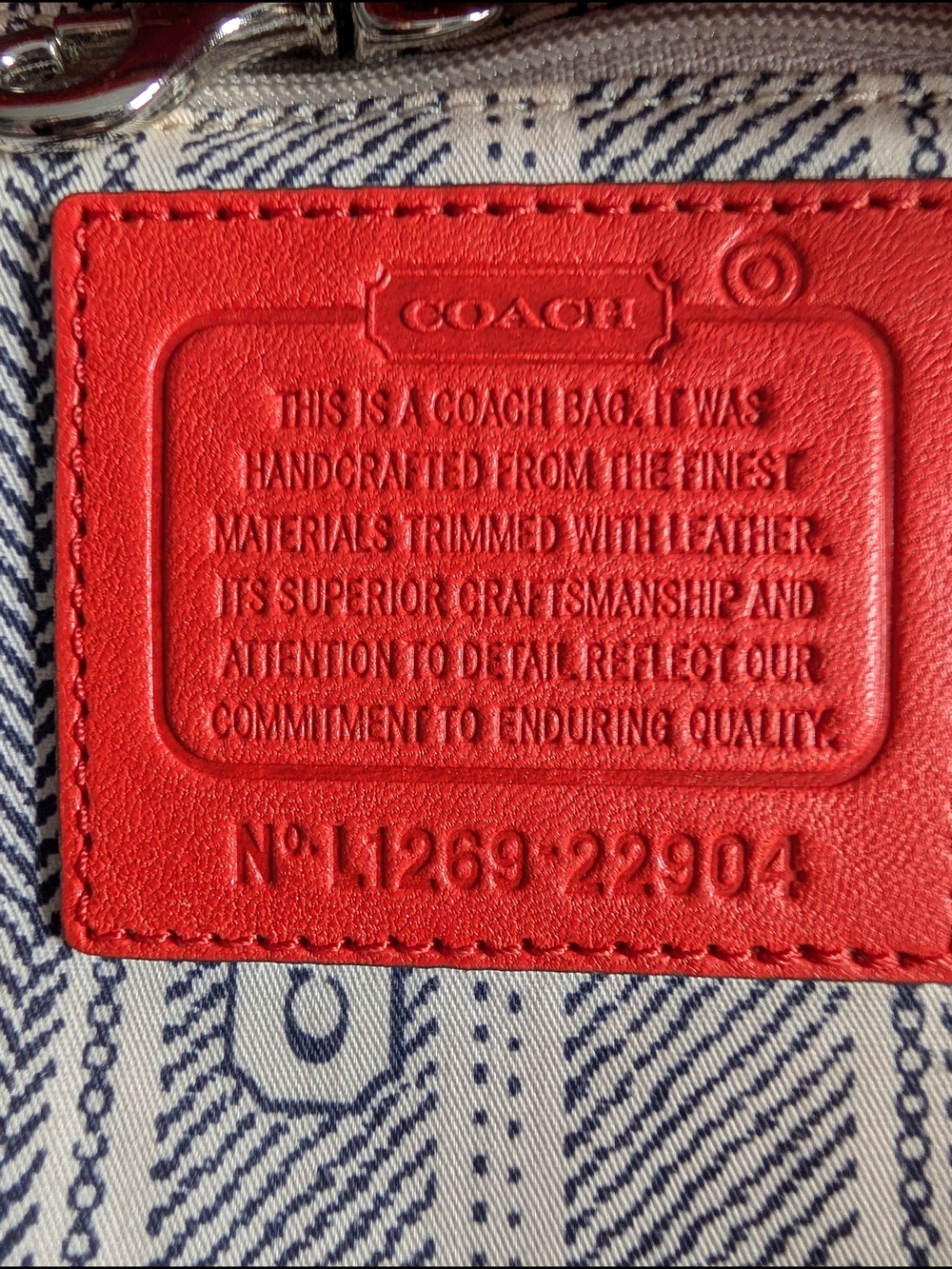 Coach Legacy Raffia Tote with Coral Leather Trim and Matching Wristlet - Picture 9 of 13